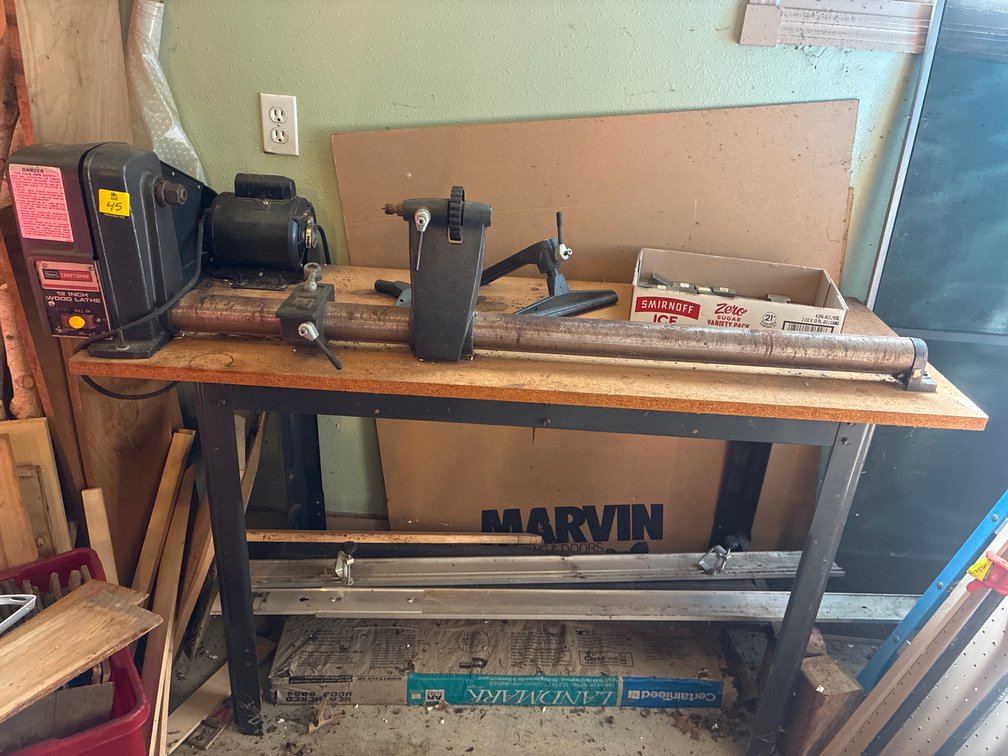 Craftsman 12" wood lathe on bench