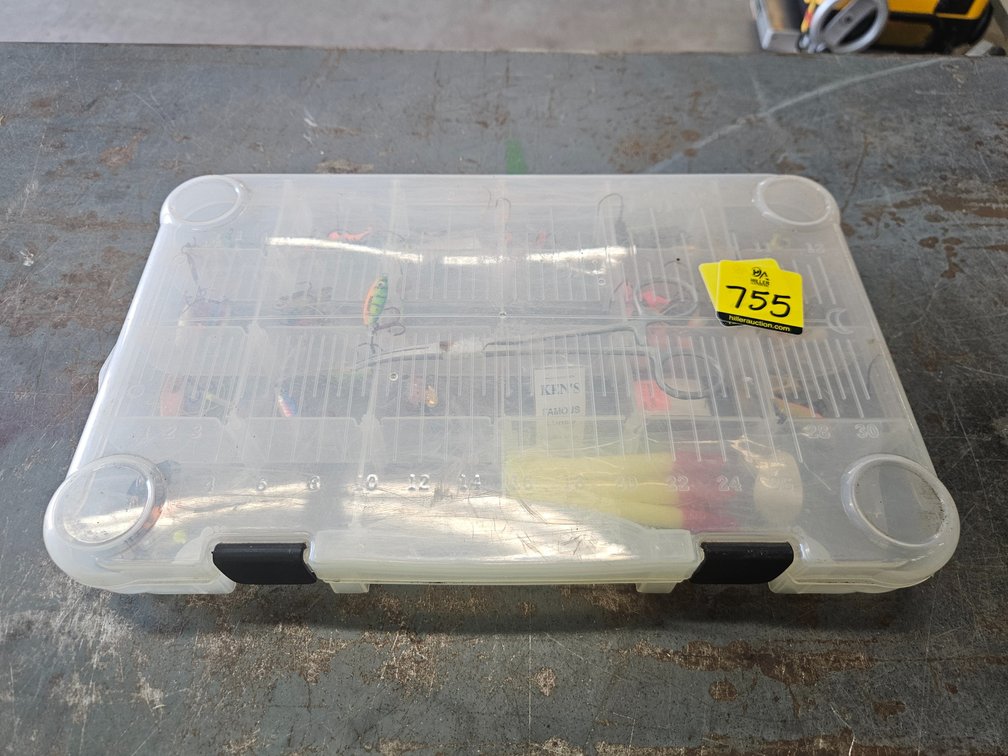 Assorted tackle in plastic organizer