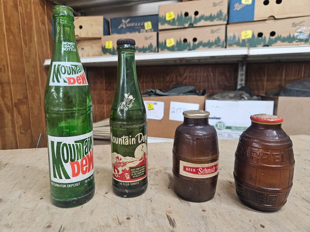 4 Vintage glass bottles