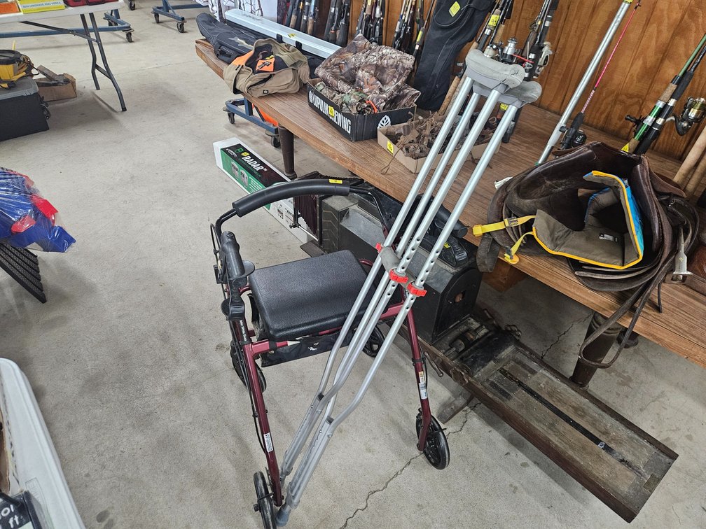 Drive Four Wheel Chair Walker & Pair Of Crutches