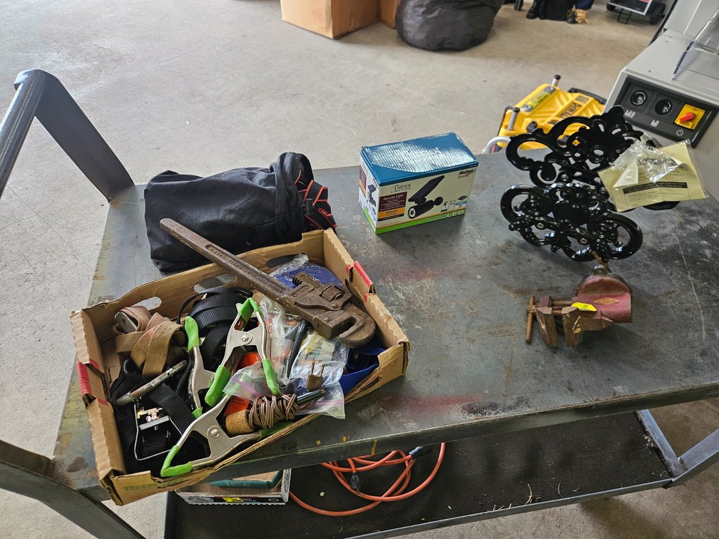 Metal Hose Hanger, Security Light & Assorted Tools