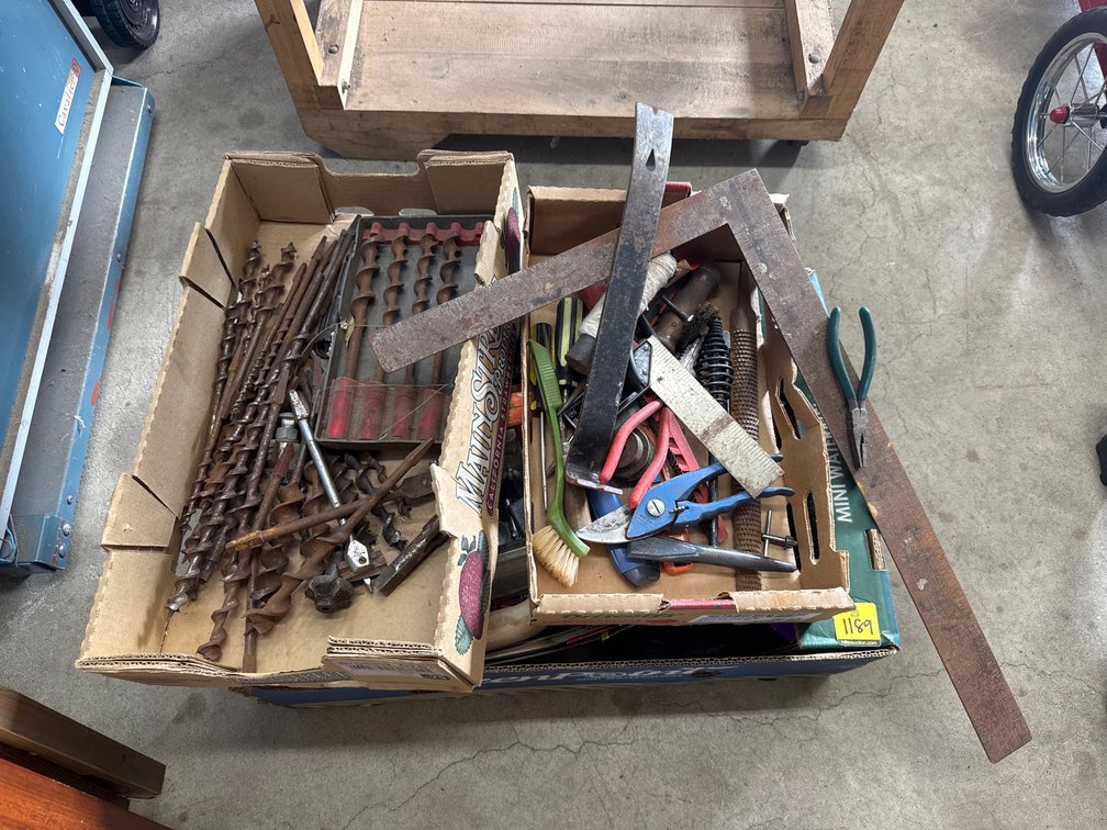 Assorted Drill Bits, Sanding Supplies, Tools