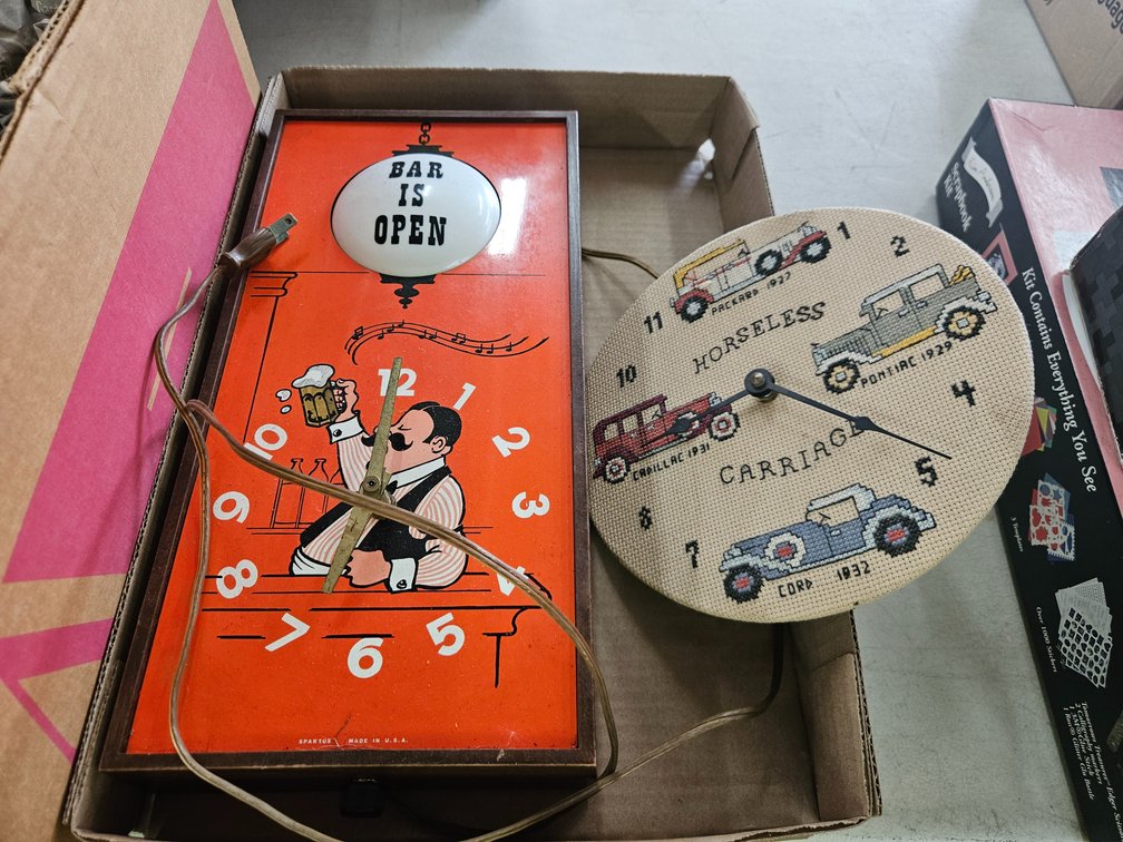 Vintage Bar Is Open Clock 7 Needle Point Clock