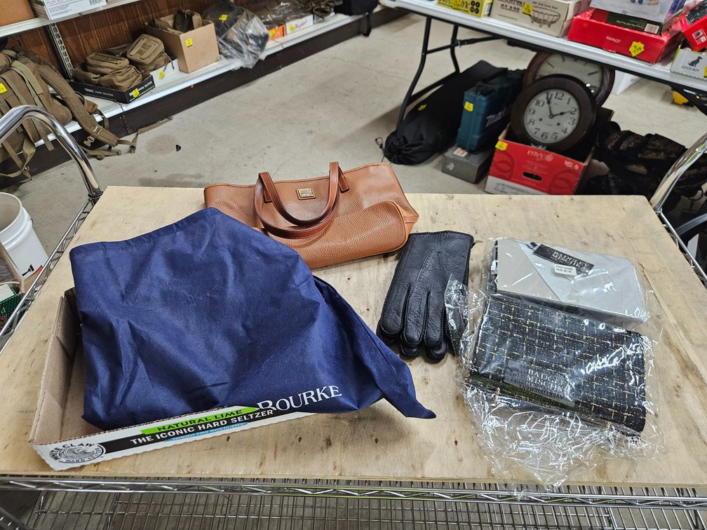 3 Purses & 1 Pair Lined Leather Gloves