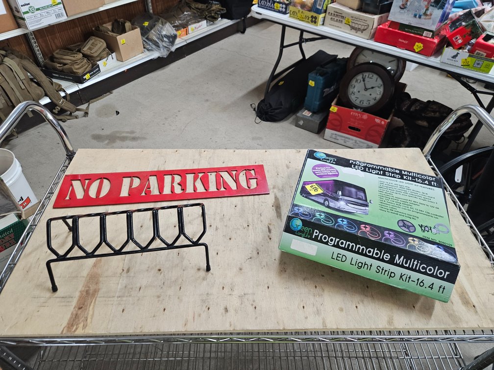Metal No Parking Signs, Led Light Strip Kit & Metal Pistol Holder