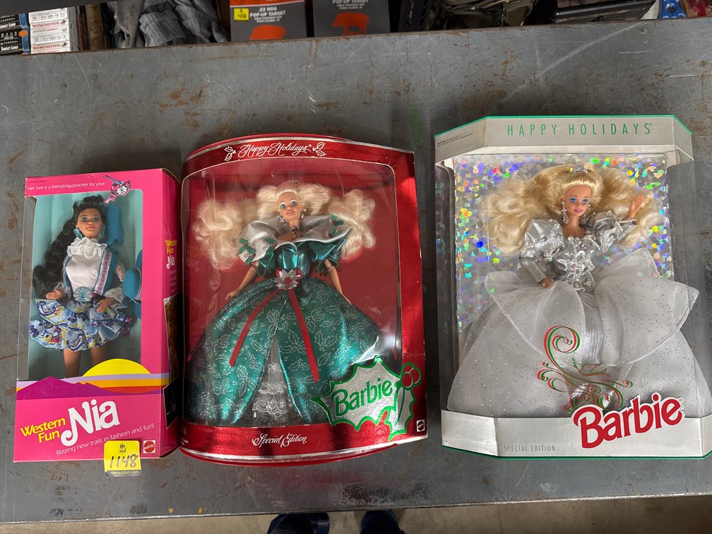 2 Happy Holiday Barbies & 1 Western Fun Nia