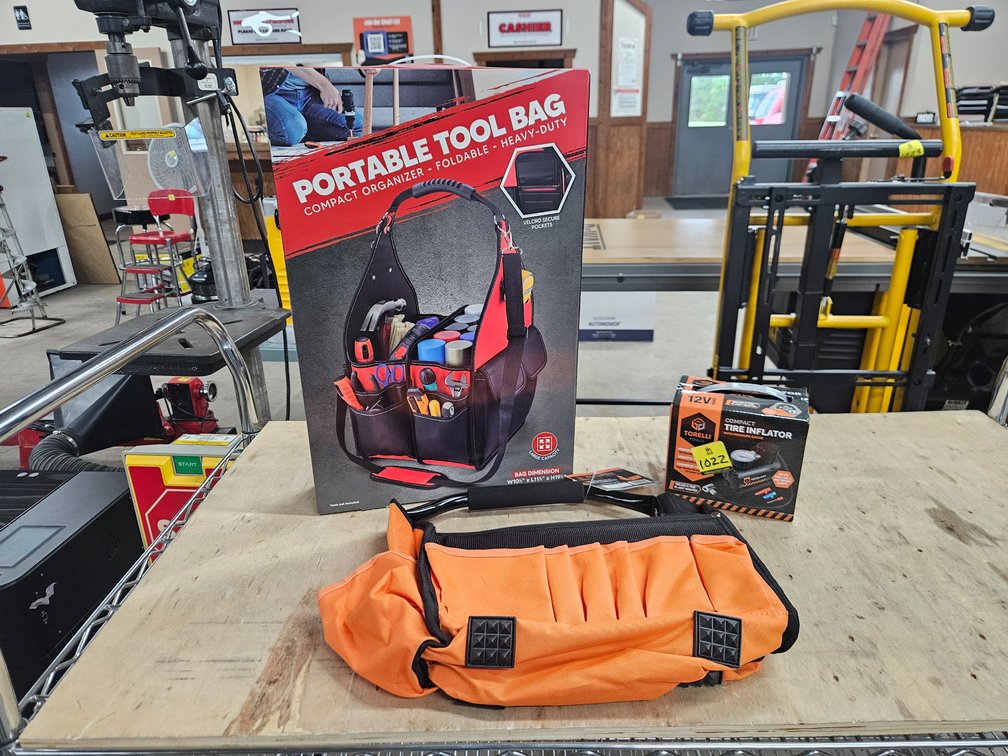 Compact Tire Inflator & 2 Folding Tool Organizers