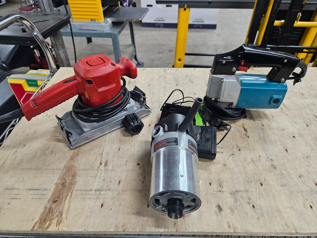 Makita Jig saw, Milwaukee Orbital Sander, Greenworks Charger & Misc