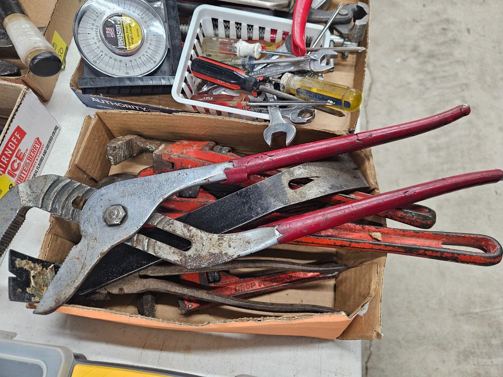 4 Pipe Wrenches, Bluepoint Adjustable Wrench & Misc