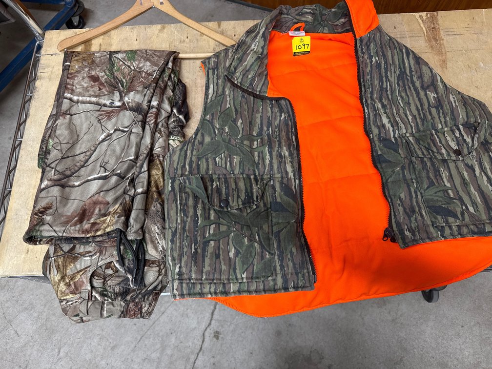 Medalist Medium Camo Pants & Camo/ Orange Hunting Vest Size L