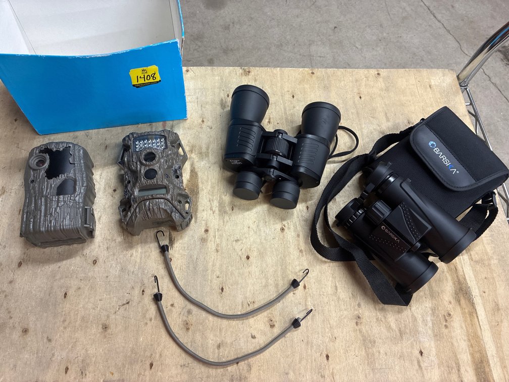 2 Barska Binoculars, 2 Game Cameras
