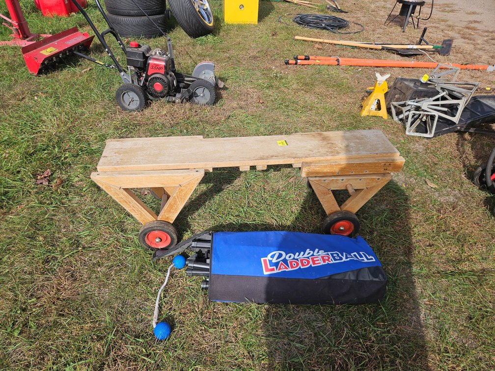 Vintage Wooden Ride-On Toy, Ladder Ball Game