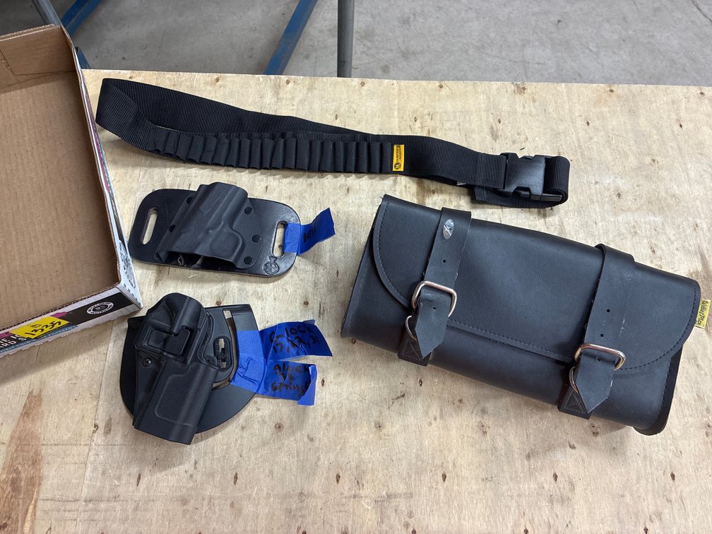 Ammo Belt, 2 Holsters, Windshield Bag
