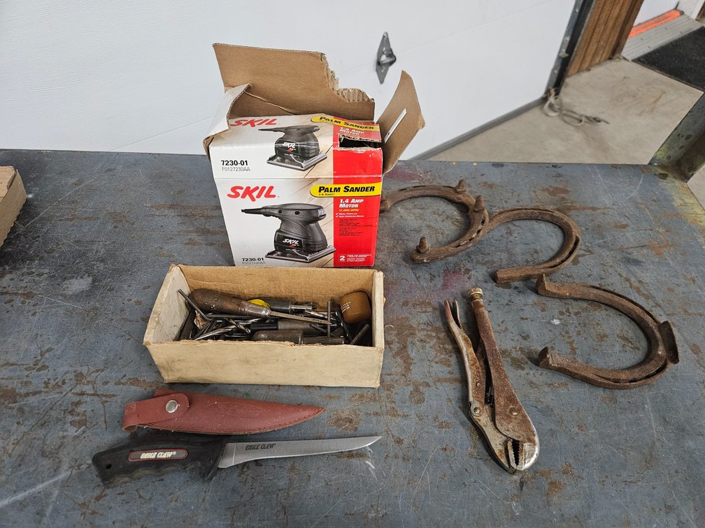 Palm sander, knife, misc.