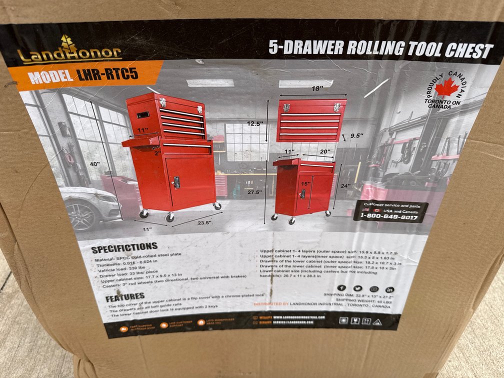 5 Drawer rolling tool box