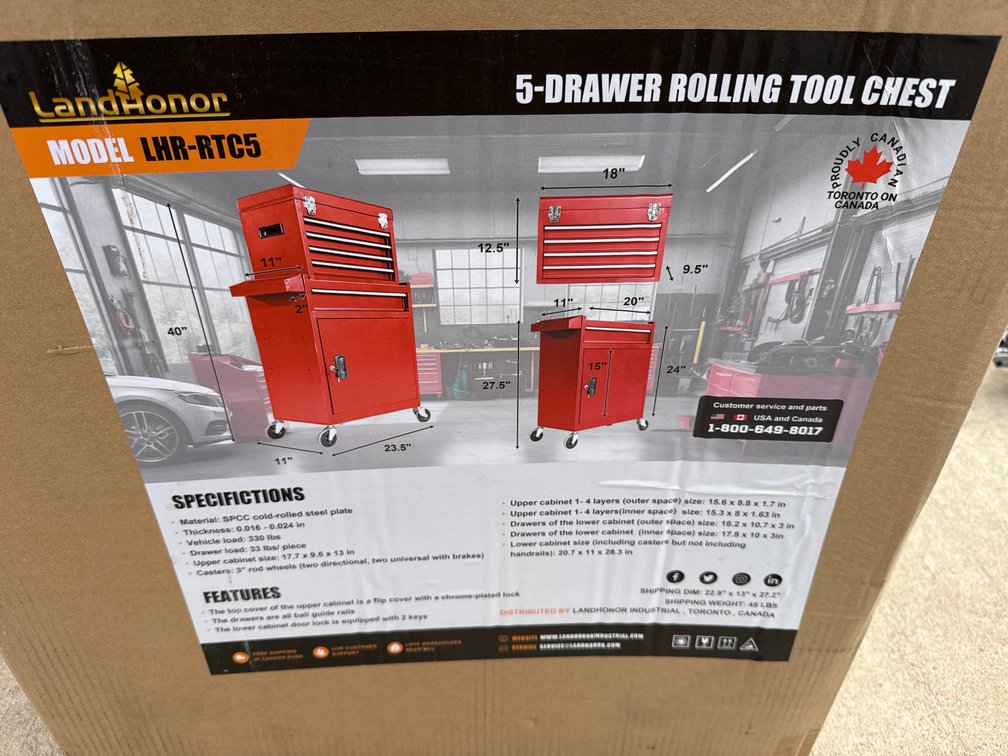 5 Drawer rolling tool box