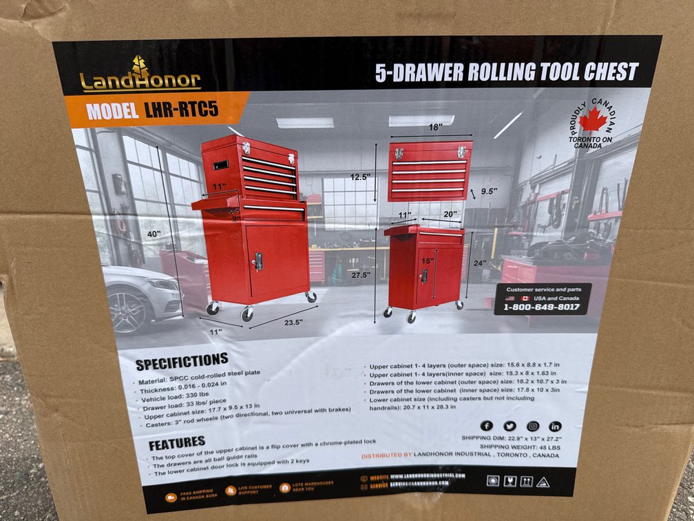 5 Drawer rolling tool box