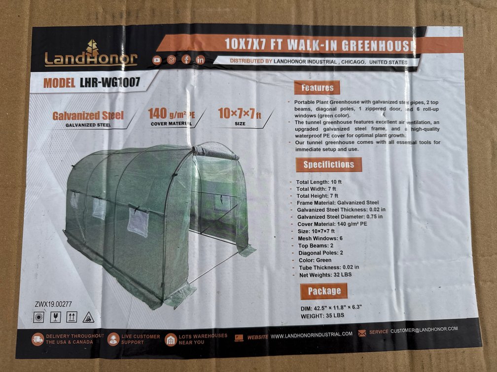 10'x7' green house