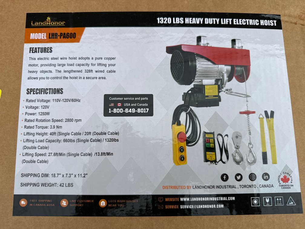 1320lb electric hoist