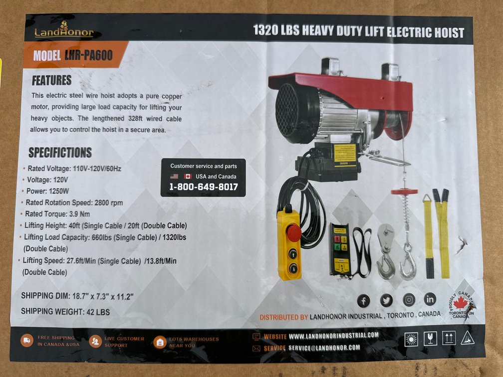 1320lb electric hoist