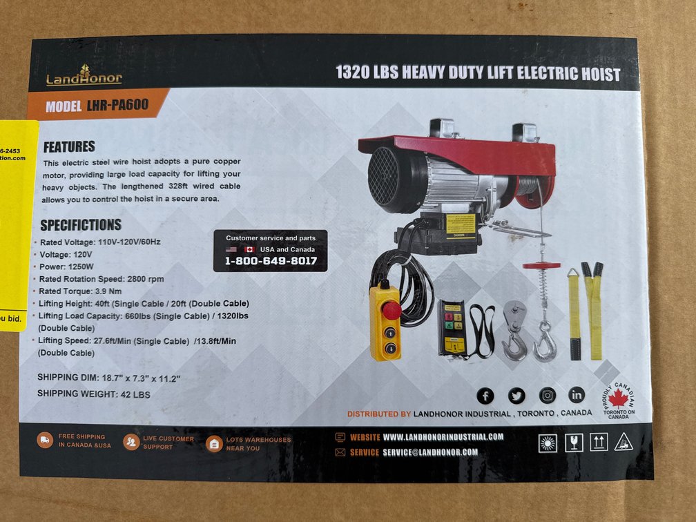 1320lb electric hoist
