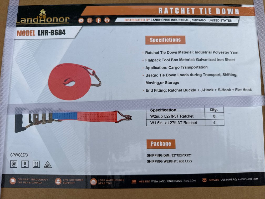 Ratchet tie down kit