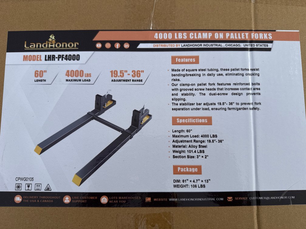 4000lb clamp on pallet forks