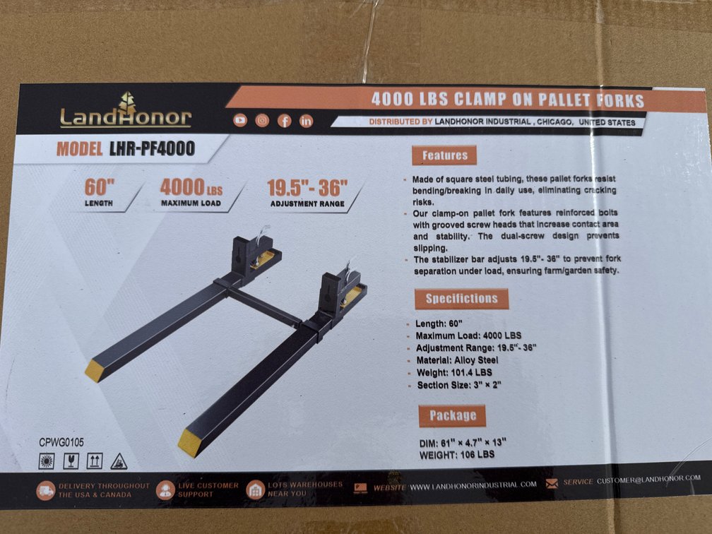 4000lb clamp on pallet forks
