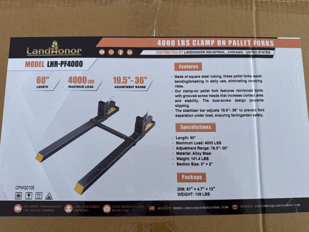 4000lb clamp on pallet forks