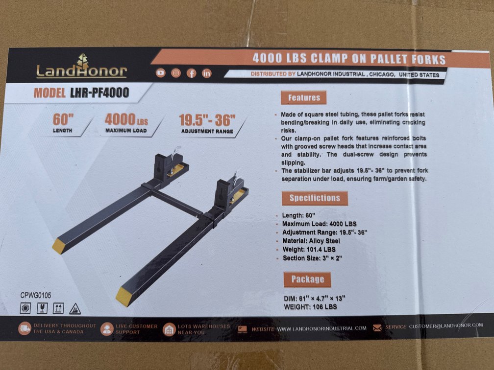 4000lb clamp on pallet forks