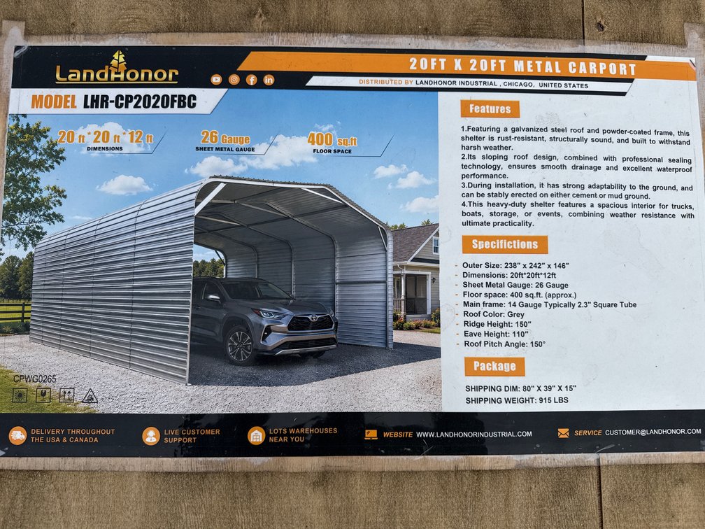 20x20 car port with sides