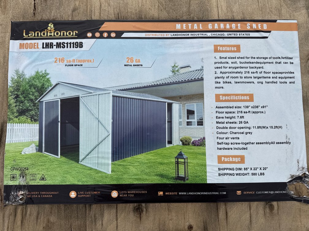 139"x236"x91" metal garden shed