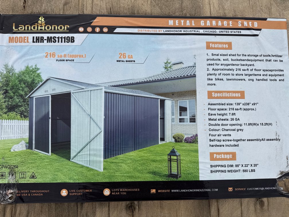139"x236"x91" metal garden shed