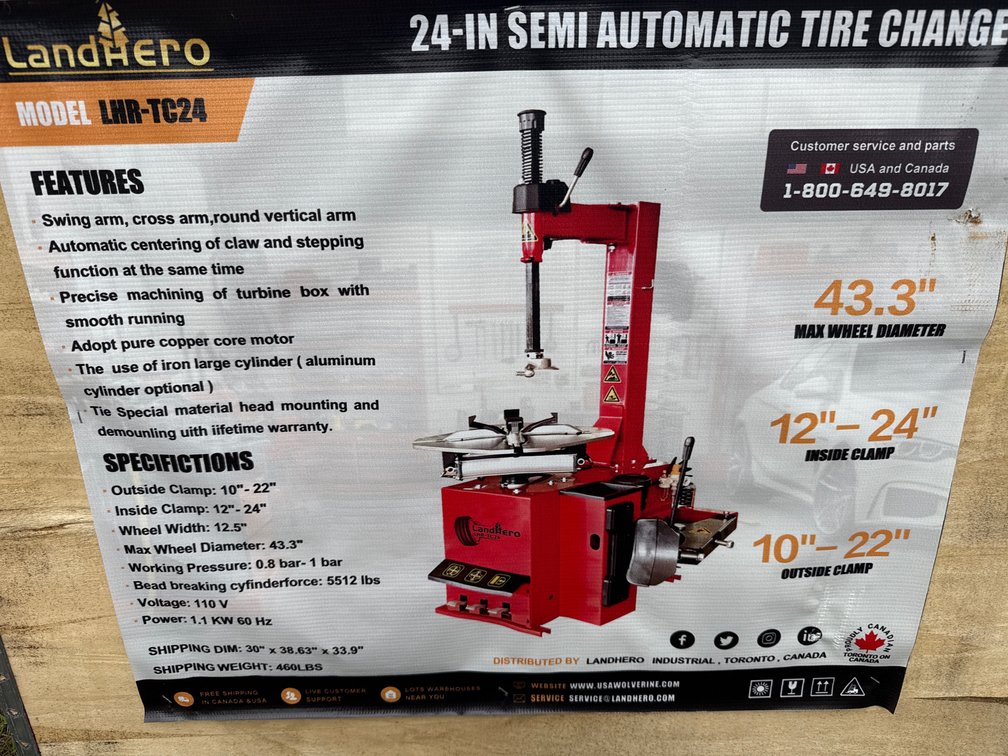 24" semi automatic tire changer
