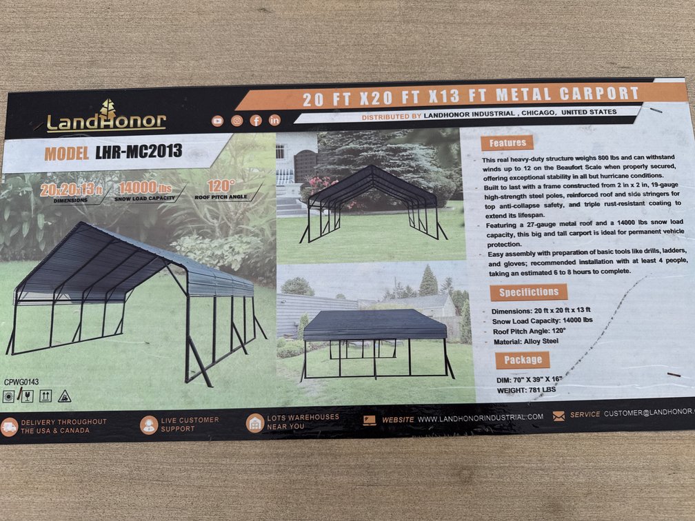 20x20 Car port
