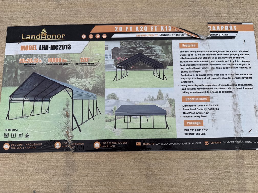 20x20 Car port