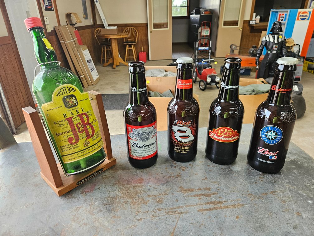5 Large beer glass bottles