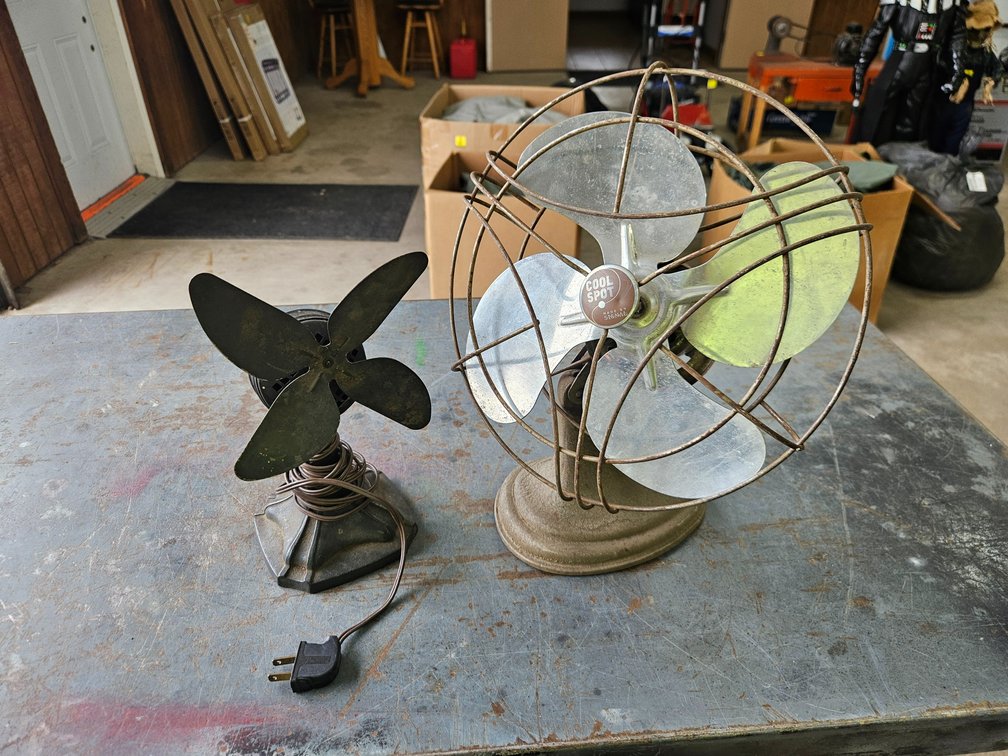 2 Vintage metal fans