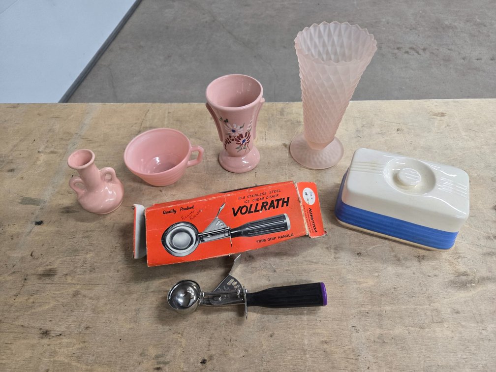 Various glassware and ice cream disher