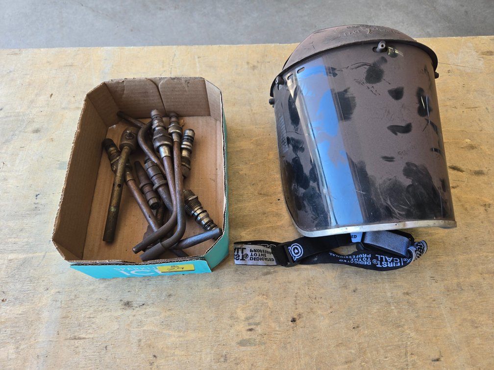 Torch tips, head flashlight, tinted face shield