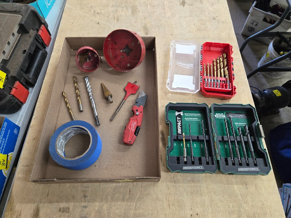 Milwaukee drill bits, bore hole bits, and misc.