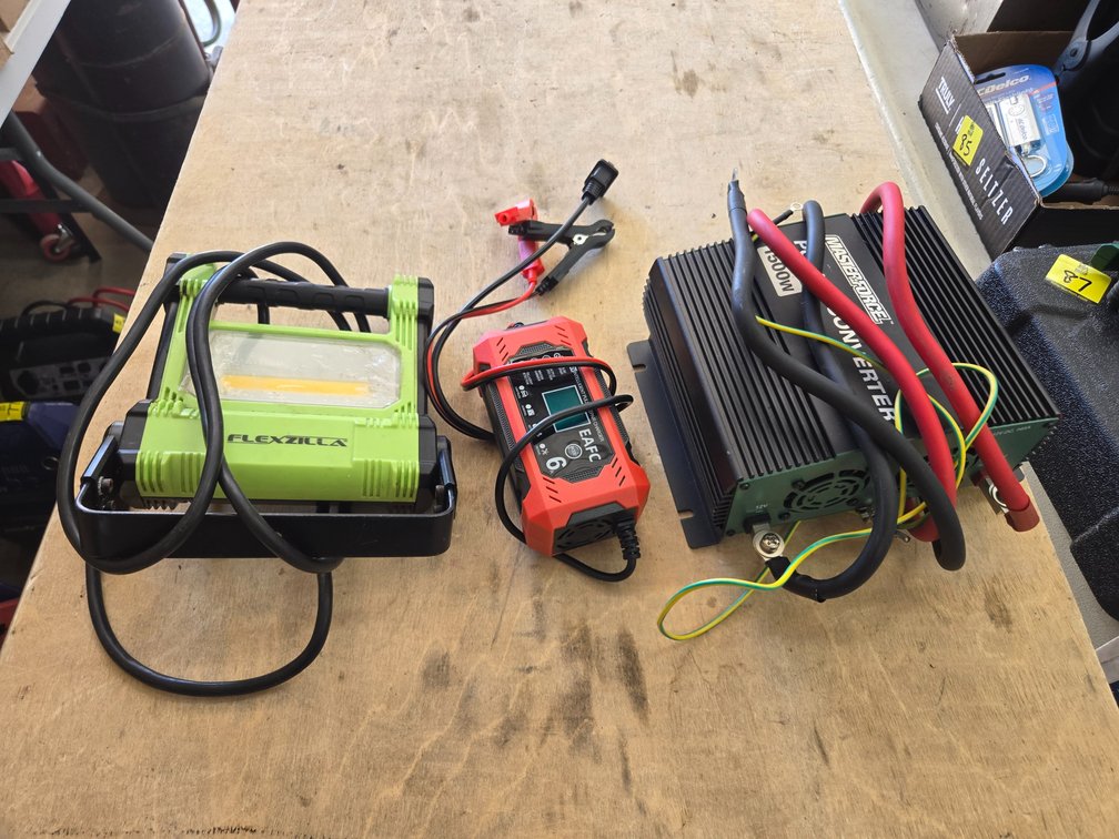 Masterforce power converter, Flexzilla light, EAFC pulse repair charger