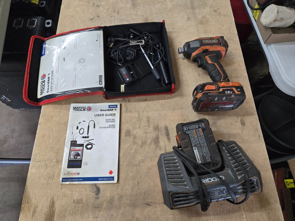 Rigid impact drill, battery and charger, Matco Smart EAR accessories