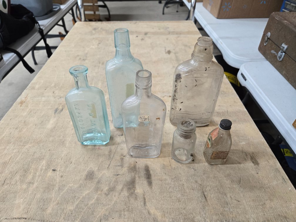 6 Vintage glass bottles