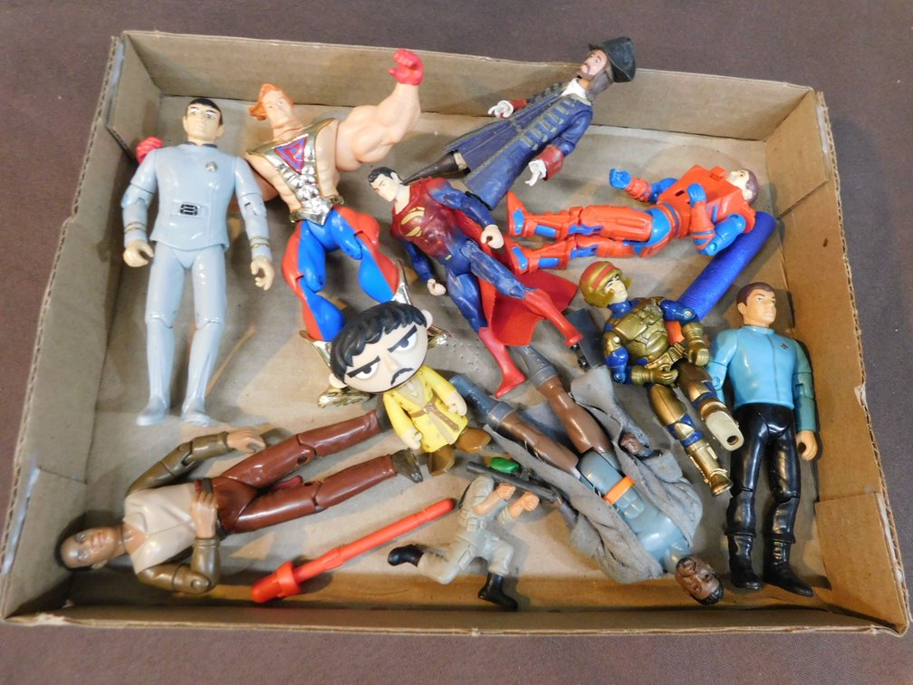 Lot of Assorted Action Figures, Superman, Spock Etc.