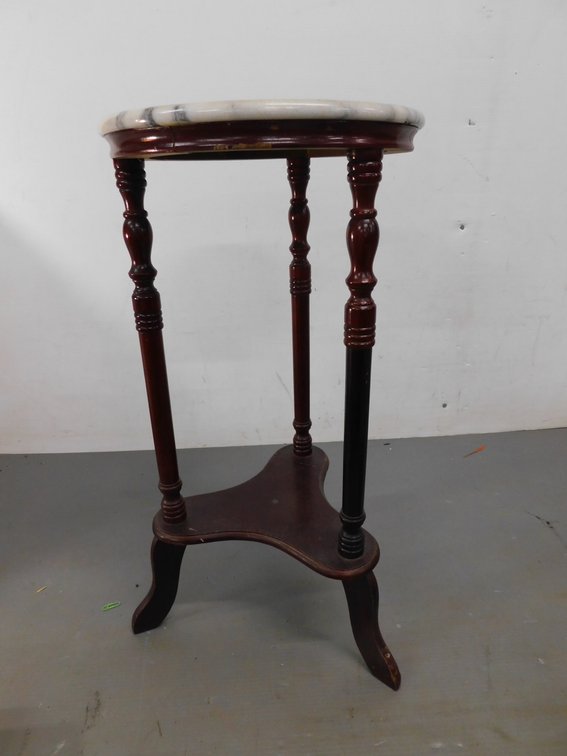 Wood Marble Top Plant Stand 14" x 27 1/2" T
