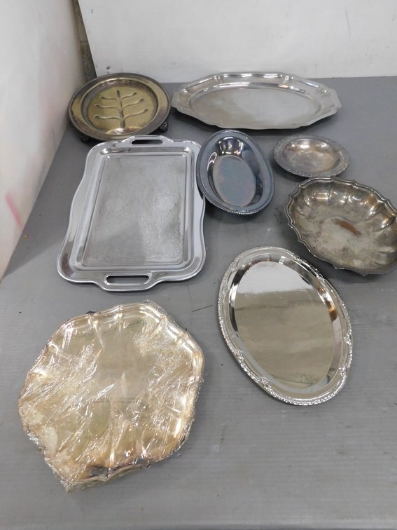 Milk Crate with Silverplated Items