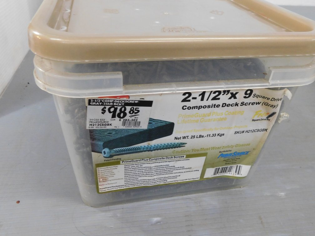 2-1/2" x 9 Square Drive Composite Deck Screws 25 LB Bucket