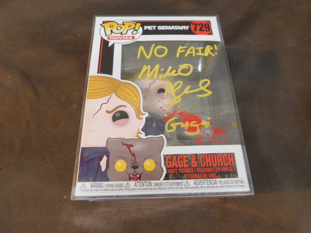 Funko Pop Signed Pete Sematary #729 Gage & Church Vinyl Figures, Autographed by Miko Hughes