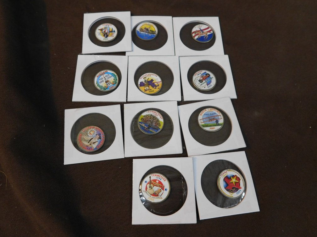 Eleven Colorized State Quarters, Value $2.75